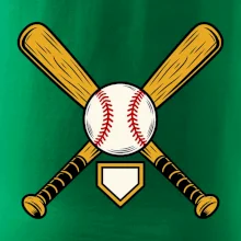 Zkřížené baseballové pálky a míček