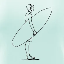 Surfer stojaci jedným ťahom