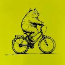 Tučná mačka na bicykli