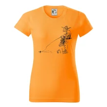 Kreslený rybár na pni