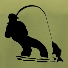 Rybár ťahajúce rybu