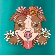 Americký stafordšírsky teriér hlava s kvetinami