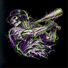 Baseballový kostlivec neonový metal