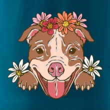 Americký stafordšírsky teriér hlava s kvetinami