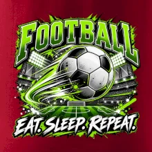 Futbalová lopta a štadión eat sleep repeat