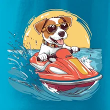 Jack russell teriér na vodnom skútri