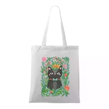 Mačka s kvetmi maľované