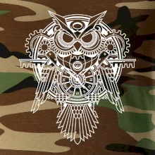 Steampunk sova čiernobiela