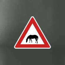 Dopravná značka - Pozor pasúci sa kôň Dopravná značka - Pozor pasúci sa kôň