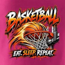 Basketbalový kôš s loptou eat sleep repeat
