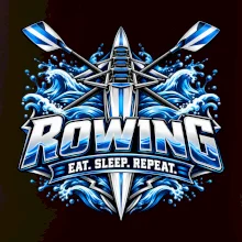 Veslařská loď se zkříženými vesly eat sleep repeat