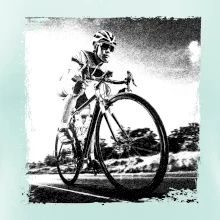 Cyklista čiernobiela cesta