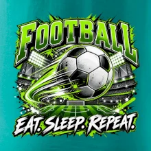Futbalová lopta a štadión eat sleep repeat