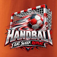 Hádzanárska lopta v bránke eat sleep repeat