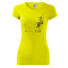 Kreslený rybár na pni