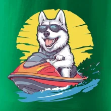 Husky na vodnom skútri