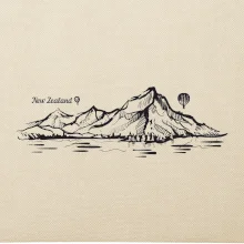 Nový Zéland nápis a hory Aoraki - Mount Cook