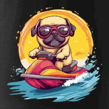 Mops na vodnom skútri