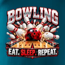 Bowlingová guľa a kolky eat sleep repeat