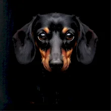 Jazvečík zblízka čierna fotka