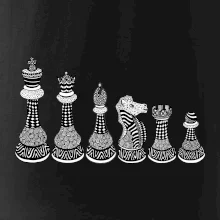 Šachové figúrky v rade - kreslené
