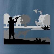 Lovec a stavač v lese