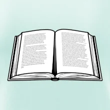 Kniha čiernobiela otvorená s textom