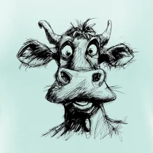 Čiernobiela karikatúra svetlá krava hlava Čiernobiela karikatúra svetlá krava hlava