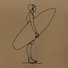 Surfer stojaci jedným ťahom