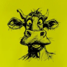 Čiernobiela karikatúra svetlá krava hlava