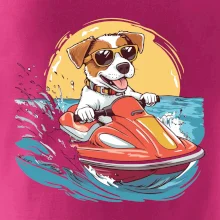 Jack russell teriér na vodnom skútri