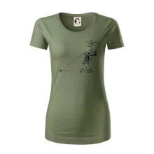 Kreslený rybár na pni