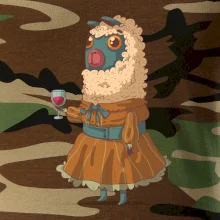 Alpaka s vínom žena