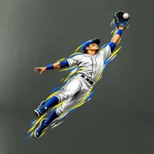 Baseballový polař chytá míček ve výskoku