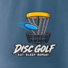 Discgolfový kôš s letiacim diskom eat sleep repeat