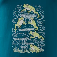 Goblincore frogs and various mushrooms