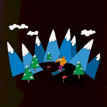 Lyžiar a farebné hory