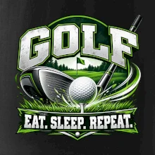 Golfová palica s loptičkou eat sleep repeat