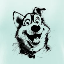 Čiernobiela karikatúra husky
