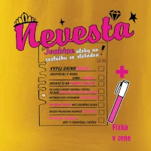 Tričko na rozlúčku s úlohami na chrbte + nápis nevesta