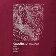Kozákov - vrstevnice v obdĺžniku