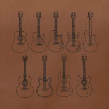 Typy gitár čiernej kresby