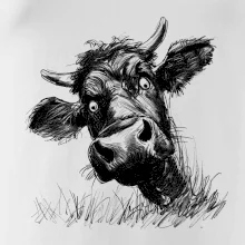 Čiernobiela karikatúra čierna krava hlava Čiernobiela karikatúra čierna krava hlava