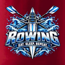 Veslařská loď se zkříženými vesly eat sleep repeat