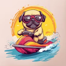 Mops na vodnom skútri