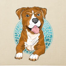 Americký staford kreslený v koliesku (Pecka design)