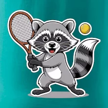 Mýval hrá tenis kreslený Mýval hrá tenis kreslený