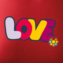 Love nápis s kvetinou