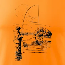 Kreslený rybár s podberákom