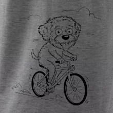 Lagotto romagnolo karikatúra na bicykli čierna